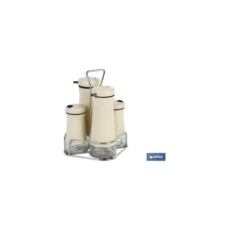Beige Ölset 230 ml und 120 ml mit Halter