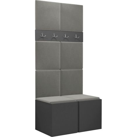 Meuble d'entrée Pinis IV, Polo 894, 186x84x46cm, Tissu, Stratifié, À poser, Murale (1/5)