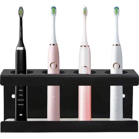 Soporte de pared para cepillos de dientes con 4 orificios (35 mm de diámetro), no requiere perforación, para cepillos de dientes eléctricos, para uso en el baño.