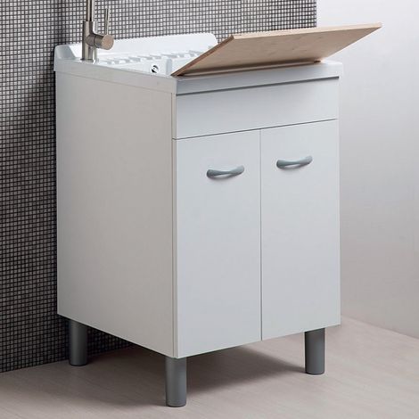 Mobile lavatoio in abs 60x60 60x50 50x50 bianco opaco, misura 60x60