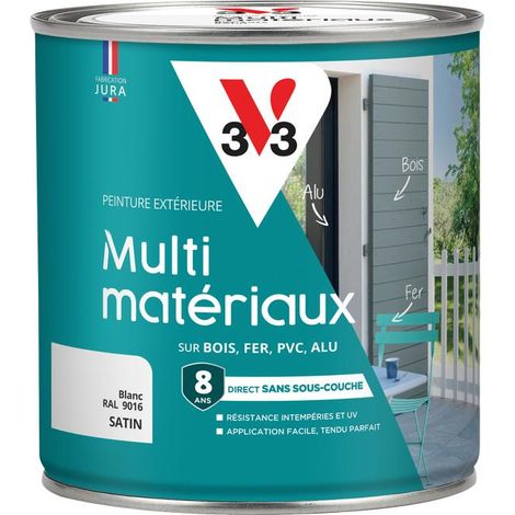 Peinture extérieure Multi-matériaux V33 Blanc RAL 9016 Satin 0,5L