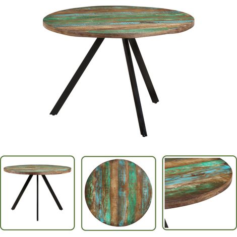 The Living Store Esstisch 110x75 cm Altholz Massivholz - Esstisch - Altholz - Retro - Vintage - Wohnzimmer (1/5)