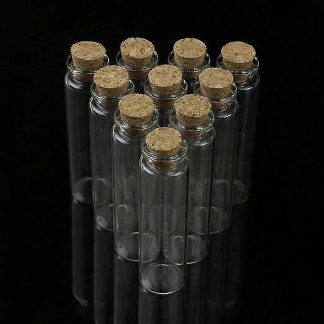 10 Mini-Glasfläschchen mit Korkenverschluss, 20 ml, zur Aufbewahrung und als Anhänger