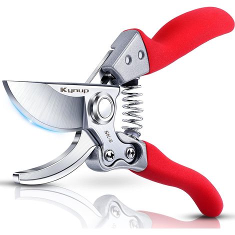 Garden Shears, 8.6" Hand Pruners, Tree Cutters, Hedge and Garden Shears, Plant Clippers, Gardening, Cutting, Garden Tools, Red (1/5)