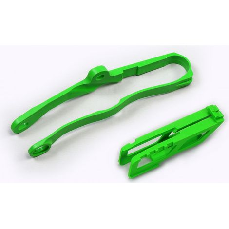 Set di guida catena + slitta UFO per Kawasaki KXF 250 2021-2023, KXF 450 2019-2021, verde