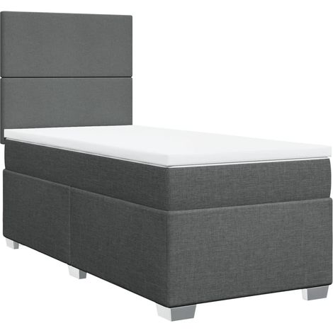 Maison Exclusive - Cama box spring con colchón tela gris oscuro 9 (1/5)