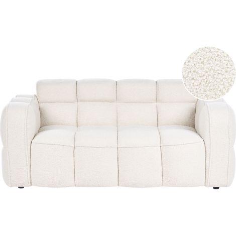Sofá de 2 plazas tapizado bouclé estilo moderno forma de nube acolchado salón blanco crema Utana (1/5)