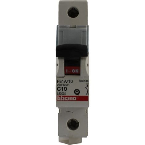 Interruttore magnetotermico 1P 1modulo .10A curva C Bticino (1/2)
