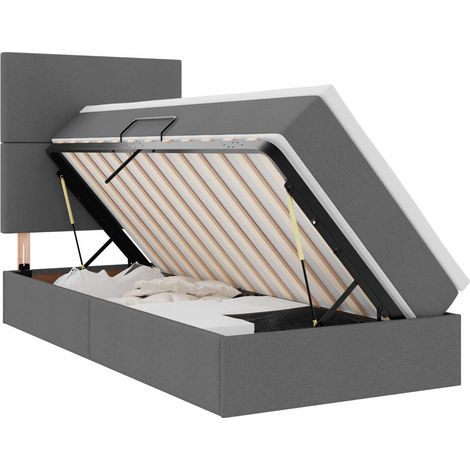 Maison Exclusive - Letto con contenitore LED e materasso Grigio Scuro 90 x 200 cm