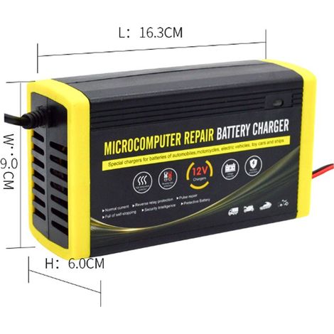 Chargeur de batterie intelligent 12 V 6 A pour motos, voitures, SUV, batteries sèches et batteries au plomb-acide (prise UE). (1/5)