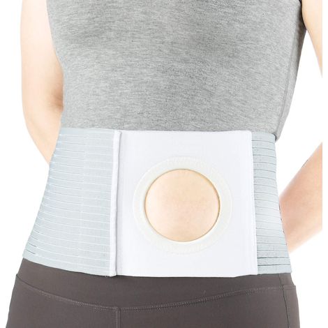 Verstellbarer Stomastützgürtel (3,14 Löcher), Unisex, mit Öffnung für Kolostomiebeutel zur Verhinderung von Auslaufen – Grau