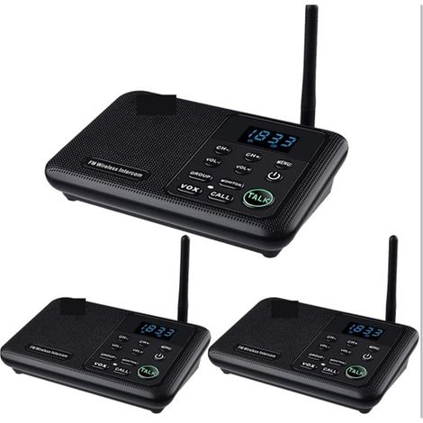 Système d'interphone sans Fil Longue portée de 1 Mile for Les Bureaux d'affaires à Domicile, pièce à pièce, communiquez.(3 Unit Black) (1/5)