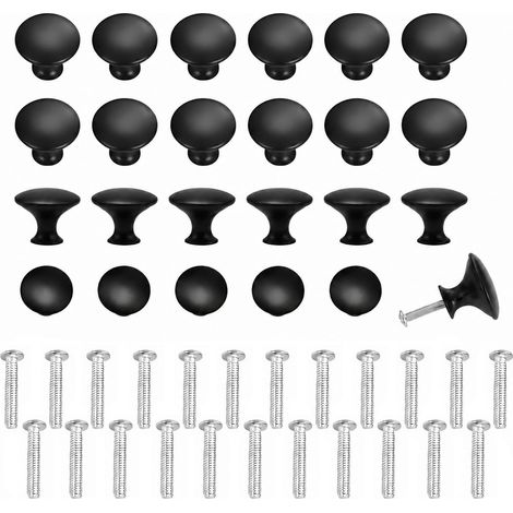 Bouton de Meuble, 30MM Noir Vintage Ronds Poignée Meuble, Bouton de Porte en Inoxydable pour Placard Armoire Commode avec Vis Assorties (24, Noir) (1/5)