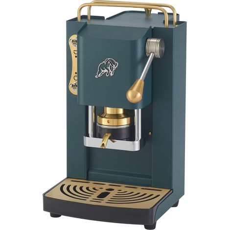 FABER COFFEE MACHINES  3.0 Pro Essential  Cafetera ESE 44 mm compacta con bidón de cristal, soporte para cápsulas extraíble y prensa ajustable de latón (verde británico, latón)