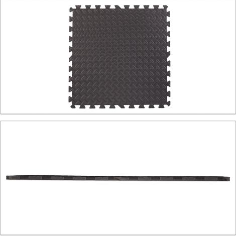Lote de 8 baldosas de protección para suelo tipo puzzle, amortiguadoras, 60 x 60 cm, aislantes de ruido e impactos, de espuma EVA, negro 130004478 (1/4)