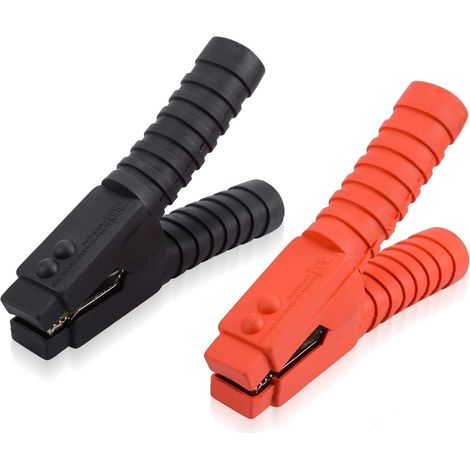 2 Pièces Pinces Crocodile 500A Pinces de Batterie Grandes Isolée Alligator Clamps Accessoires de Chargeurs pour Voiture Rouge/Noir (1/5)