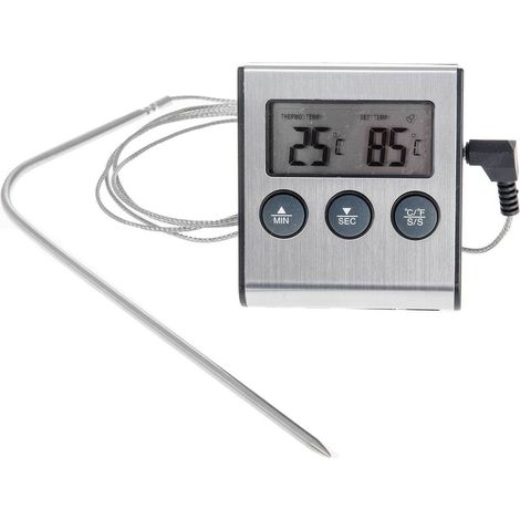 1 Thermomètre de cuisson, sonde inox, minuterie numérique, alarme température, four barbecue (1/5)