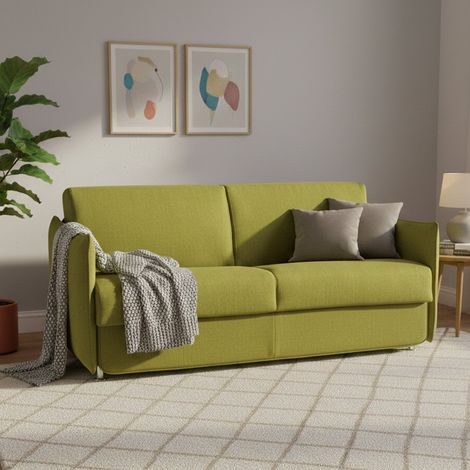 Sofá Cama 2 Plazas Trissino, Desenfundable, Almacenaje Hecho en Italia, Apertura Abatible, 180x95 cm Verde (1/5)