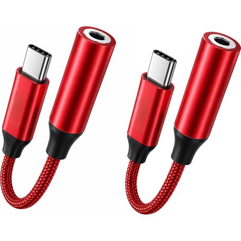 2PCS Adaptateur USB C Jack 3.5mm, Câble Casque Micro, Convertisseur Type C vers Prise Audio Femelle, Commande Appels et Volume pour Téléphone et Tablette, Compatible avec 17/17 air/17pro/17pro max (1/5)