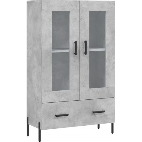 Maison La Vie - Buffet haut pour salon - Meuble de rangement gris béton 69,5x31x115 cm bois d'ingénierie bu1286 (1/5)
