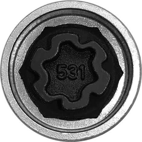 Clé à douille antivol - Clé de serrage pour écrous de roue sécurisés - Acier - Compatible avec écrous antivol type 531 - 1 pièce (1/5)