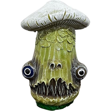 Statue de jardin champignon d'Halloween aux yeux effrayants, figurine en résine pour décoration extérieure terrasse cour.