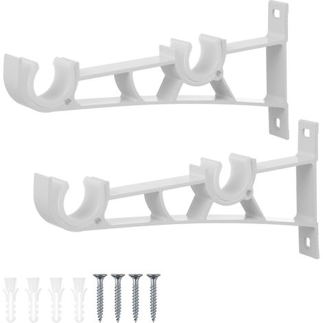 - Set di 2 supporti per asta per tende in lega di alluminio, ganci doppi per asta per tende (bianchi) (1/5)