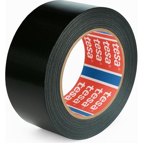 Dpm Tapes - tesa 4615 PCR Duct Tape Toilé Polyvalent pour Fixer, Regrouper, Marquer et Étanchéifier, Noir, 50 mm x 50 m (1/5)