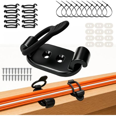 Lot de 10 attaches câble adhésives en silicone réutilisables avec 12 pads 20 vis 30cm serre câble pour câble USB réseau TV chargeur gestion des câbles bureau maison (1/5)