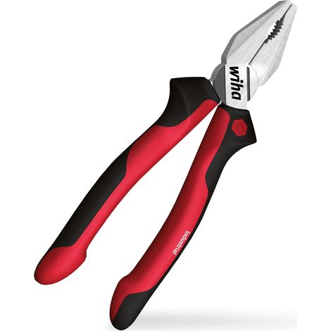 Wiha Kombizange Industrial I optimale Kraftübertragung I extra lange Schneide I Greiffläche mit Dreipunkt Abstützung I 180 mm Zange (34307) (1/5)