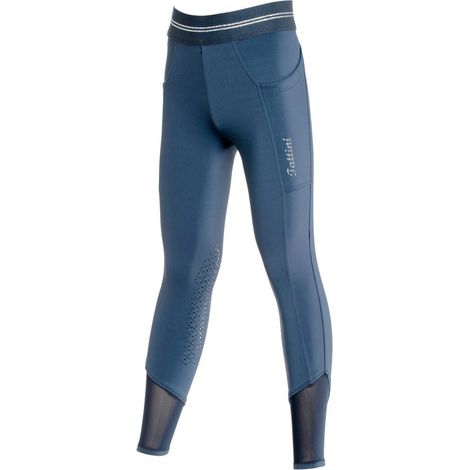 Pantaloni da equitazione junior modello Fresia in tessuto tecnico leggero fascia in lurex grip in silicone al ginocchio: 8 anni, blu (09) (1/2)