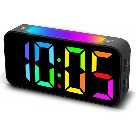 réveil numérique -Horloge numérique lumineuse colorée - RGBlumière -Réveil double (1/5)
