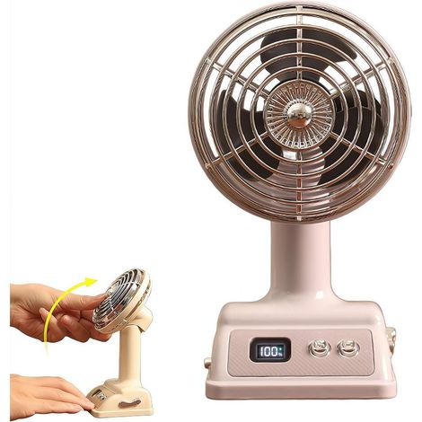 Tischventilator im Retro-Stil – Kompaktventilator – 100 einstellbare Geschwindigkeitsstufen, leise und leistungsstark [Lila] (1/5)