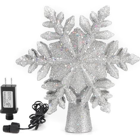 Sapin de Noël Projecteur Lumière LED Rotative Flocons de Neige Décoration Argent Prise US 120V (1/5)