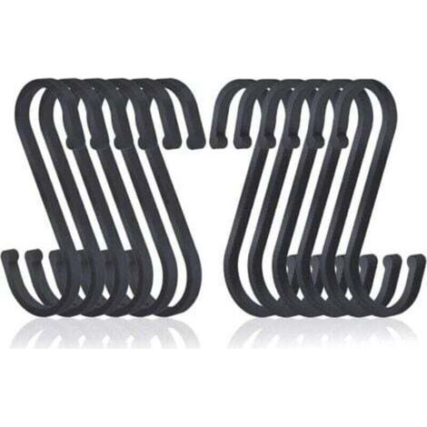 Crochet S Lot de 12 Crochets Plats en Aluminium en S de Suspendus. Crochets de Boucher au Fini Mat pour Cuisine. Chambre à Coucher. Salle de Bain. Bureau et Jardin. Noir.INHHUB (1/4)