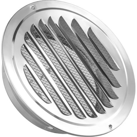 Couvercle de ventilation rond avec grille, capot à persiennes, pour ouvertures Ø 200 mm, argent, pour murs, plafonds, garages (1/5)