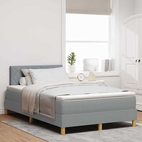 Cama Box Spring LED con tiras LED Gris Claro 120 x 190 cm tela (1/5)