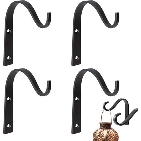 Pezzi Gancio appendiabiti in ferro battuto 5 pollici Gancio decorativo da parete Staffa da parete Gancio decorativo, nero, ferro, 5 pollici, per giardino (1/5)