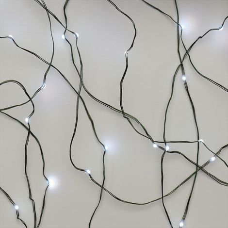 Guirlande lumineuse nano - Blanc froid - Pour l'intérieur et l'extérieur - 15 m de long - Nano - Pour les fêtes de Noël - Fonction minuterie 6 heures - Bloc d'alimentation et transformateur (1/5)
