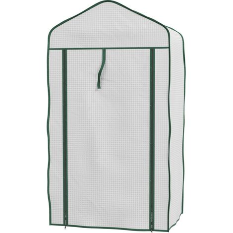 Serra da giardino, ripiano a 3 livelli, dimensioni 59L x 39W x 127H cm, metallo verniciato a polvere, verde, PE ad alta densità 140 g/m², bianco -Crezuo