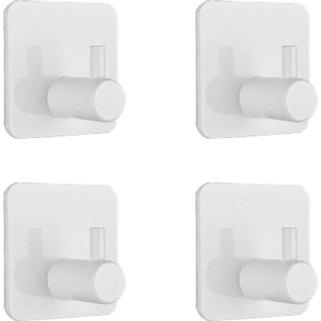 Lot de 4 Crochets Auto-Adhésifs et à Ventouse - Solides Supports Muraux pour Manteaux, Porte, Salle Bain Cuisine (Blanc) Blanc'Blanc
