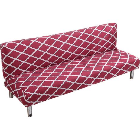 1 Housse De Canapé Sans Bras 3 Places, Tissu Extensible Antidérapant, Motif Géométrique, Pour Salon 180-210 Cm
