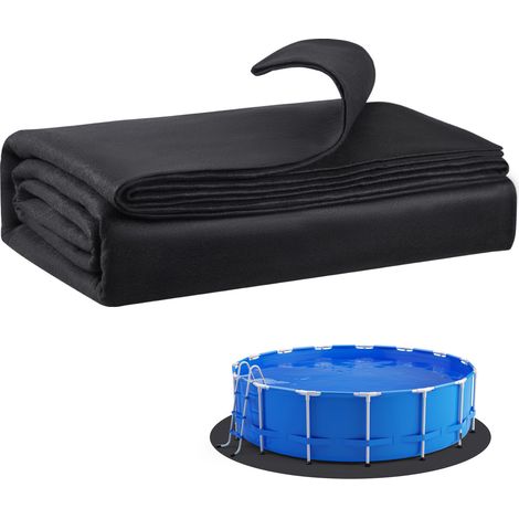 Mophorn Rivestimento Rotondo per Piscina Fuori Terra, Tappetino Extra Spesso, Materiale Geotessile Resistente, 823 cm 180 g/m² Nero (1/5)