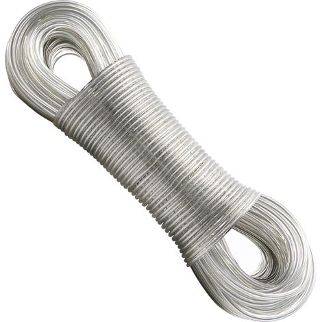 Wäscheleine – 30 m – Stahl und PVC – Tragkraft 120 kg – Für Garten und Terrasse – Durchmesser 4 mm (1/5)