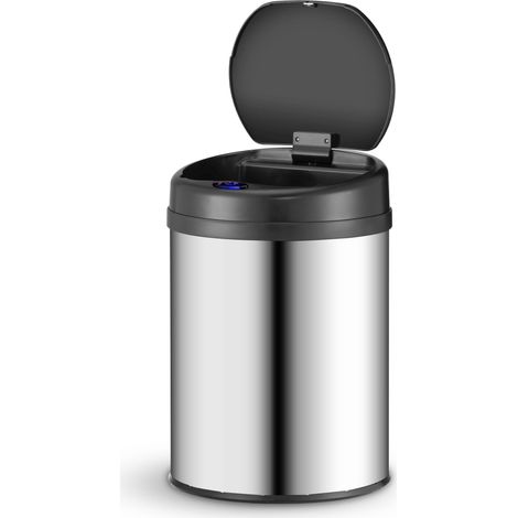 Juskys Automatik Mülleimer mit Sensor 30L - elektrischer Abfalleimer, Bewegungssensor, automatischer Deckel, wasserdicht, Klemmring, Küche - Silber (1/5)