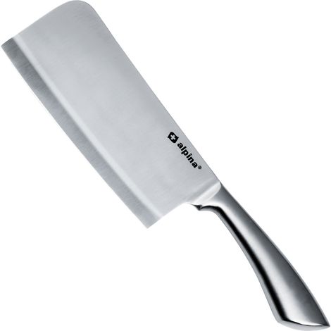 Couperet en acier inoxydable Alpina découpe viande herbes légumes couteau 18 cm (1/4)