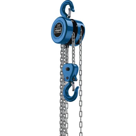 Scheppach Palan à Chaîne CB02 - Capacité de charge 2000 Kg - Hauteur de levage 3000 mm - Crochet de levage avec sécurité - Longue chaîne de commande Peut également tirer une charge (1/4)
