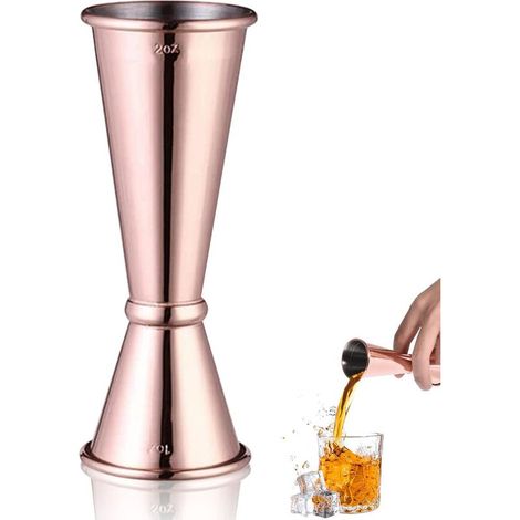 Balance à cocktails, doseur double en acier inoxydable de style bar pour mesurer les boissons à base de vin et les cocktails (1 oz/2 oz en cuivre) (1/3)