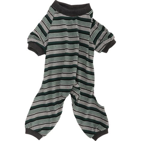 Pyjama rayé pour chien - Doux et élastique - Printemps été - Combinaison pour séance photo, fêtes - Vert L (1/5)