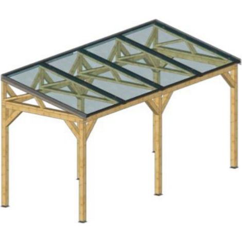 Cochera con paneles fotovoltaicos de 2 kW – 4,63 x 1,82 m – madera tratada térmicamente – WT1846TH Foresta